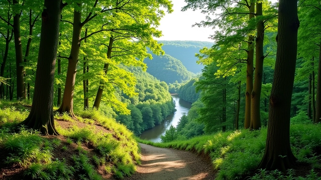Lush forest trails in Podyjí National Park with natural woodland scenery